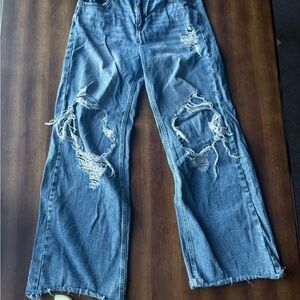 Ripped jeans oversized straight leg